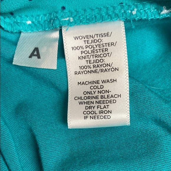 LOFT Blouse Sleeveless Pockets Polka Dot Mixed Media Teal Size Large - Picture 3 of 8
